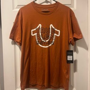Men L camel color True Religion shirt.